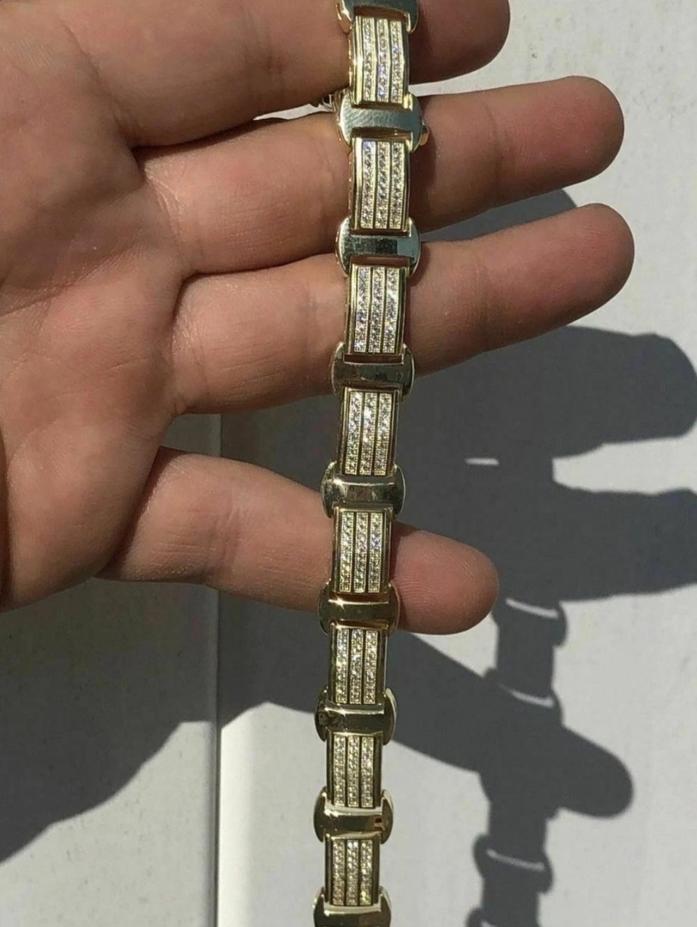 14k Gold Plated 8ct Icy Hip Hop Bracelet Custom NEW - Picture 3 of 7